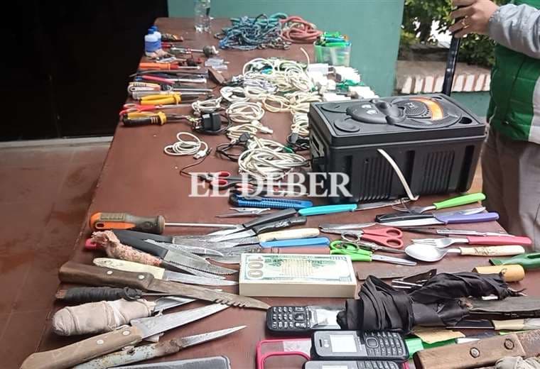 Decomisan armas, dinero y celulares durante requisa sorpresa en Palmasola
