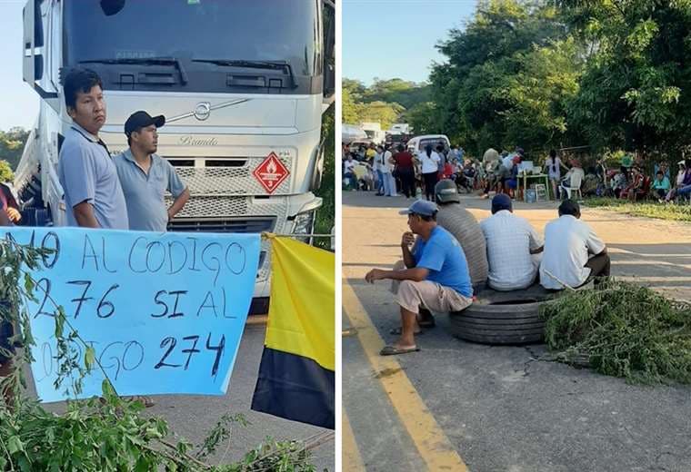 Comunarios mantienen el bloqueo de carretera en Abapó exigiendo modificar el código censal 