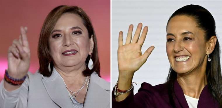 Las candidatas presidenciables Xochitl Gálvez y Claudia Sheinbaum / AFP