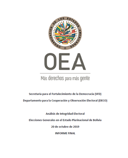La OEA entregó el documento al Estado boliviano este miércoles por la tarde.