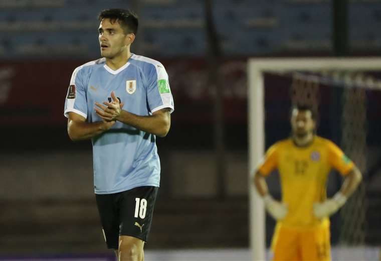 Maximiliano Gómez, autor del gol de la victoria para Uruguay. Foto: AFP