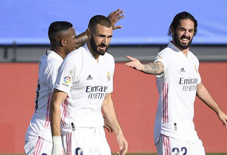 Los jugadores del Madrid llegan motivados tras la victoria en LaLiga. Foto: AFP