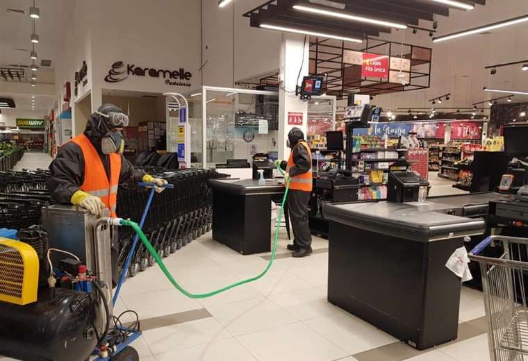 Desinfección con ozono en un supermercado