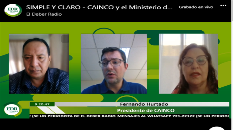 El presidente de Cainco, Fernando Hurtado, fue entrevistado hoy en el programa Aquí Estoy que transmite EL DEBER Radio
