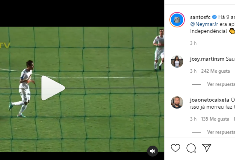 Captura de pantalla del video publicado por el Santos FC