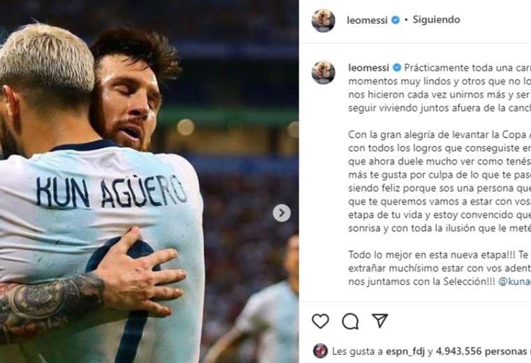 Captura de pantalla de la publicación de Messi en Instagram
