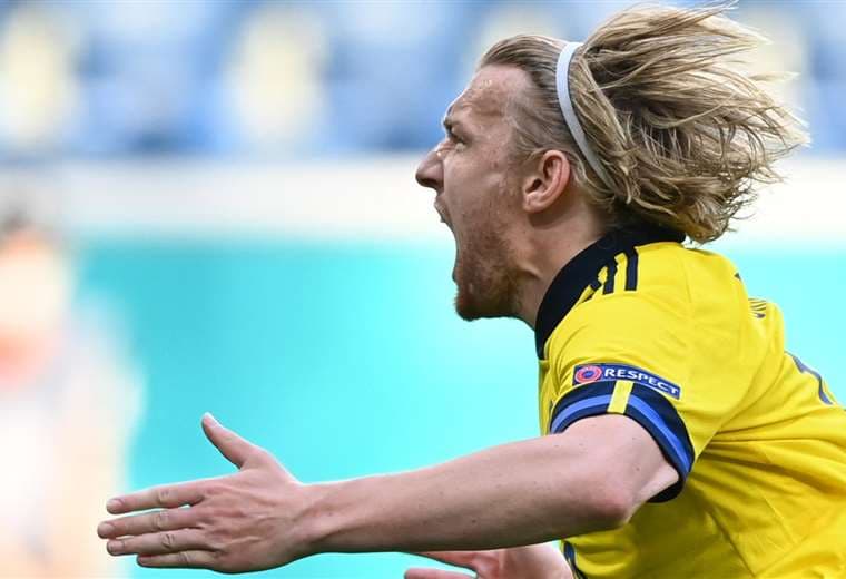 El grito de gol enloquecido de Emil Forsberg para darle el triunfo a Suecia. Foto: AFP