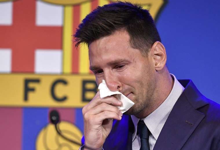 Messi no aguanto y derramó lágrimas. Foto: AFP