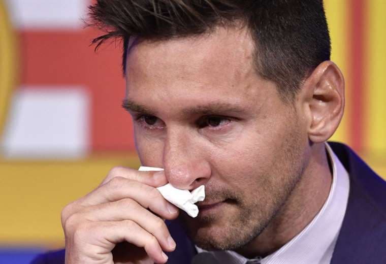 Messi se mostró conmovido en su despedida. Foto: AFP