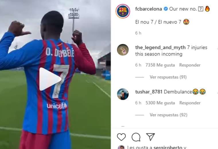Captura de pantalla del video que publicó el Barcelona en redes sociales