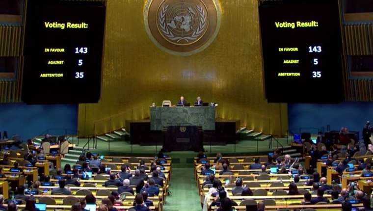 Asamblea General de la ONU aprueba resolución condenatoria para Rusia/captura video AFP