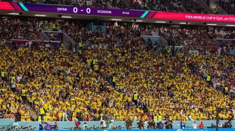 Hinchas ecuatorianos en el Mundial de Qatar.
