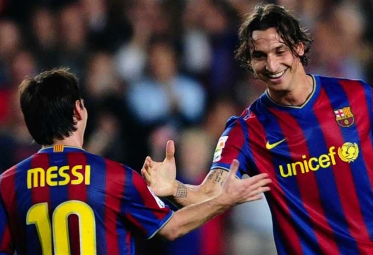 Messi y Zlatan cuando compartieron equipo en Barcelona. RRSS