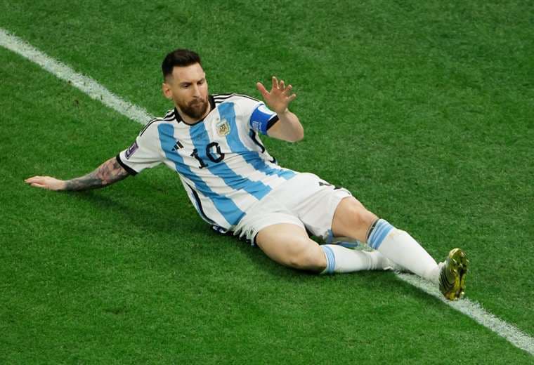 Messi festejando su gol ante Francia. AFP