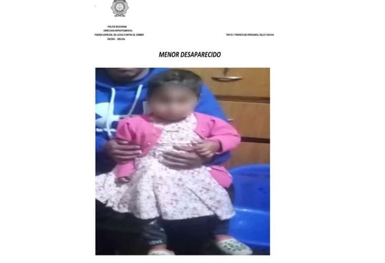 Rossy Ajata, de dos años de edad fue raptada en la provincia Pacajes de La Paz
