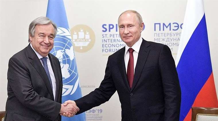 Antonio Guterres y Vladimir Putin