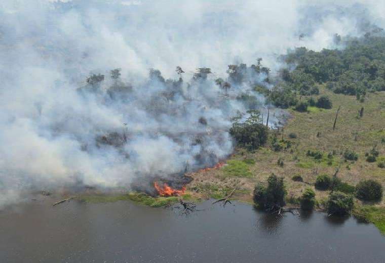 Incendio forestal en Piso Firme. Foto: Gobernación SC