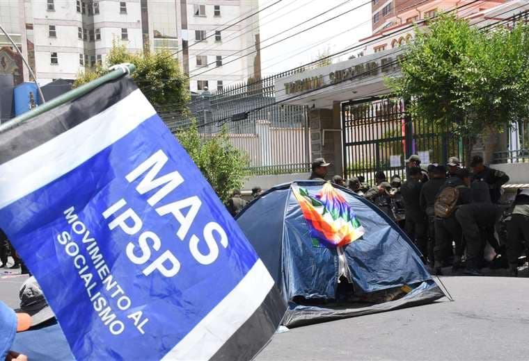 Una pasada protesta del MAS en puertas del TSE. Foto: APG
