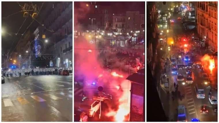 Imágenes de los enfrentamientos en Nápoles