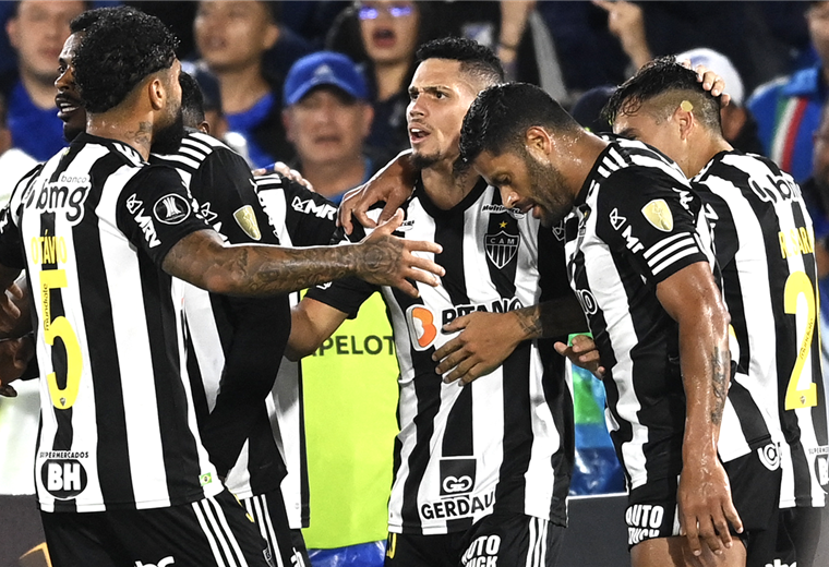 Los jugadores de Atlético Mineiro celebran el triunfo ante Millonarios. Foto. AFP