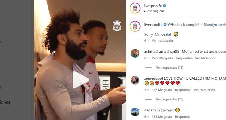 Captura de pantalla del video publicado por el Liverpool en Instagram