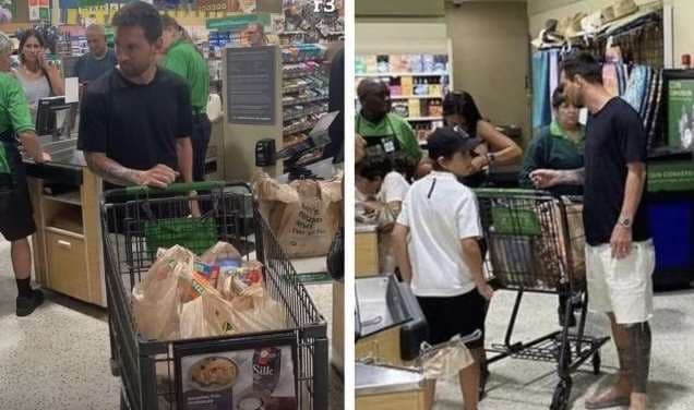 Messi en un supermercado de Miami. 