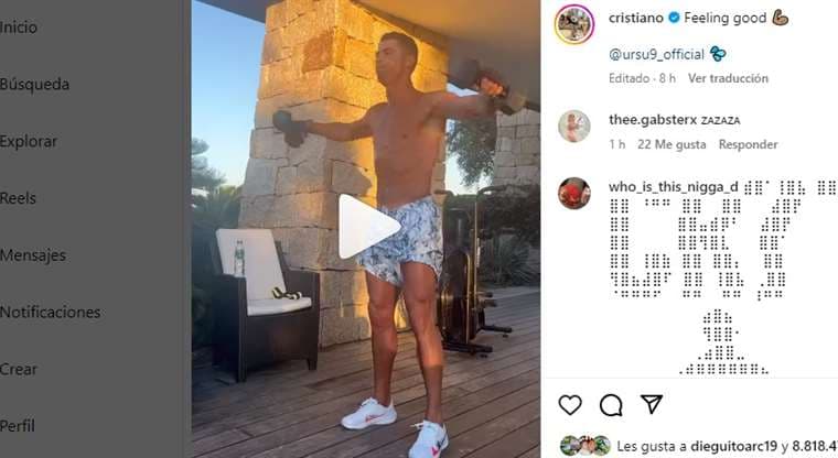 Captura de pantalla del video publicado por Cristiano Ronaldo en Instagram
