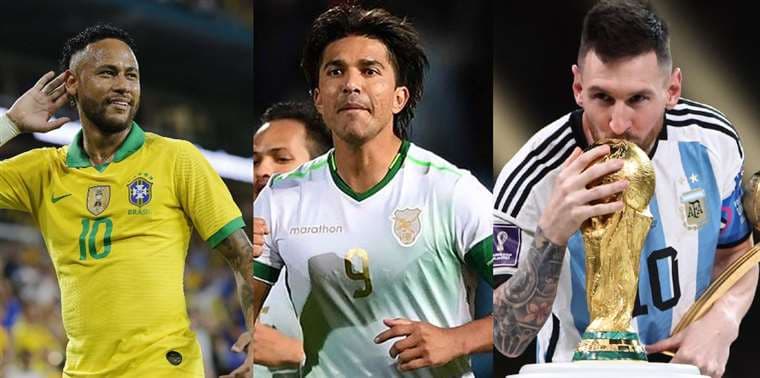 Neymar, Martins y Messi, figuras de Brasil, Bolivia y Argentina.
