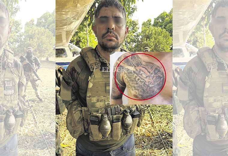 El brasileño que cayó con granadas de guerra lleva la marca del PCC en el pecho