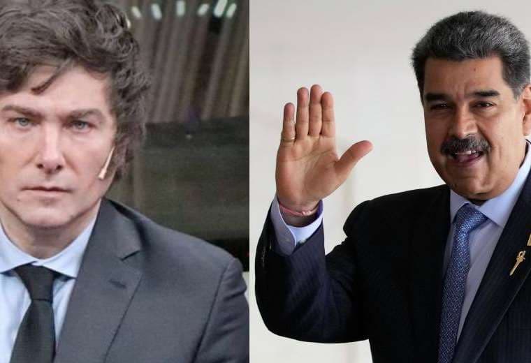 Presidentes Javier Milei y Nicolás Maduro
