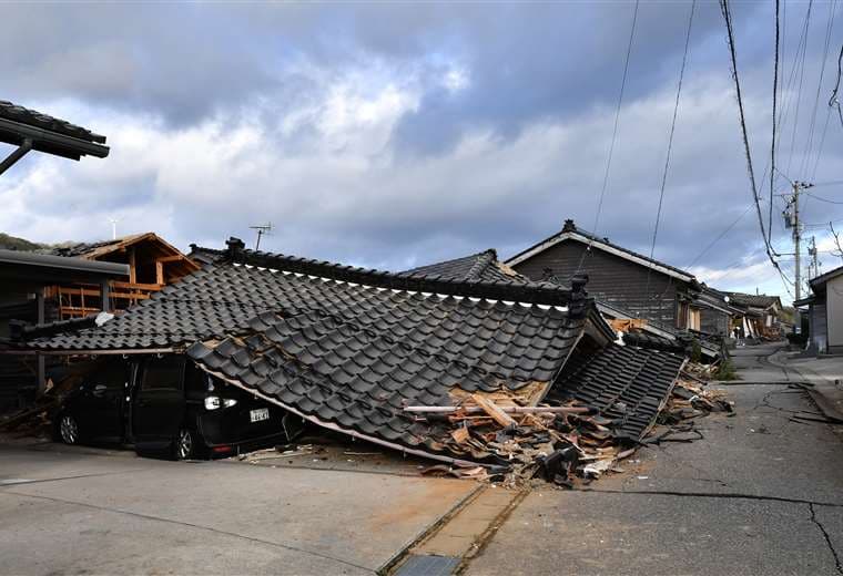 Casas colapsadas en  Wajima, Ishikawa. foto: AFP