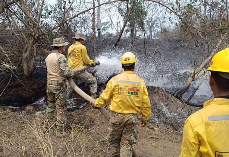 bomberos sofocan incendios forestales. Foto: Presidencia