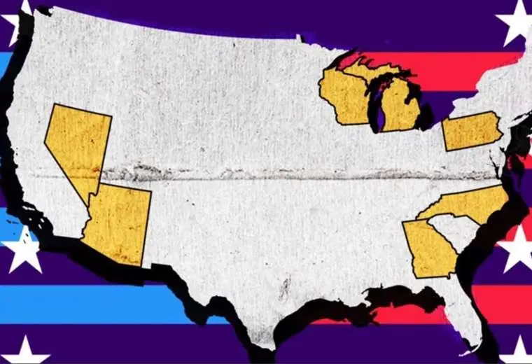 Cuáles son los 7 estados clave que definirán la elección entre Harris y Trump (y el crucial papel que juegan los latinos de Pensilvania)