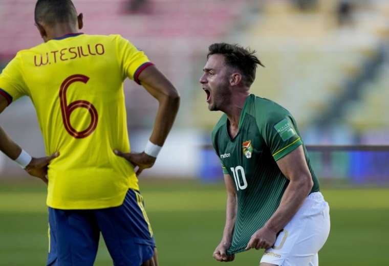 Fernando Saucedo grita el gol que le convirtió a Colombia. Foto: Internet