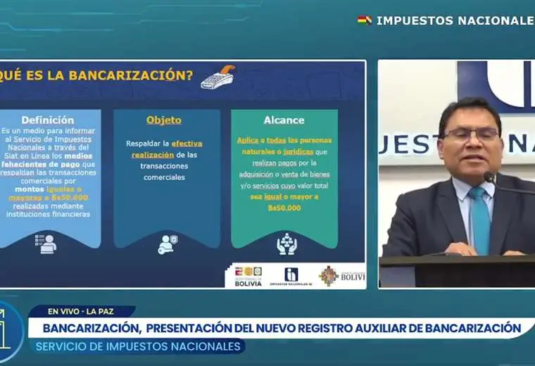 El presidente del SIN, Mario Cazón, en conferencia de prensa. Imagen: Captura video