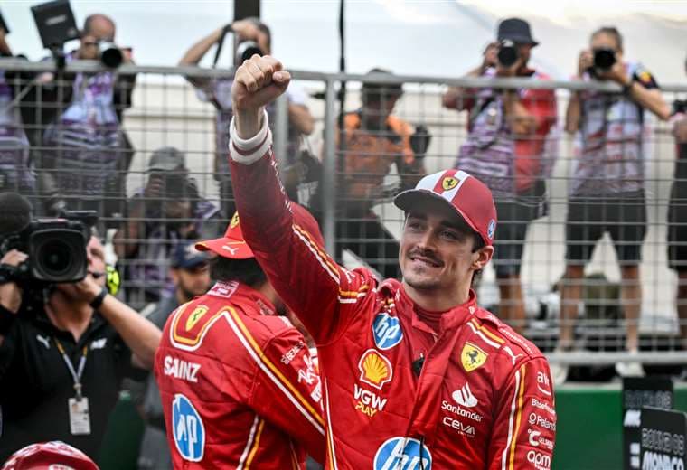 Leclerc festeja su victoria. Foto: AFP