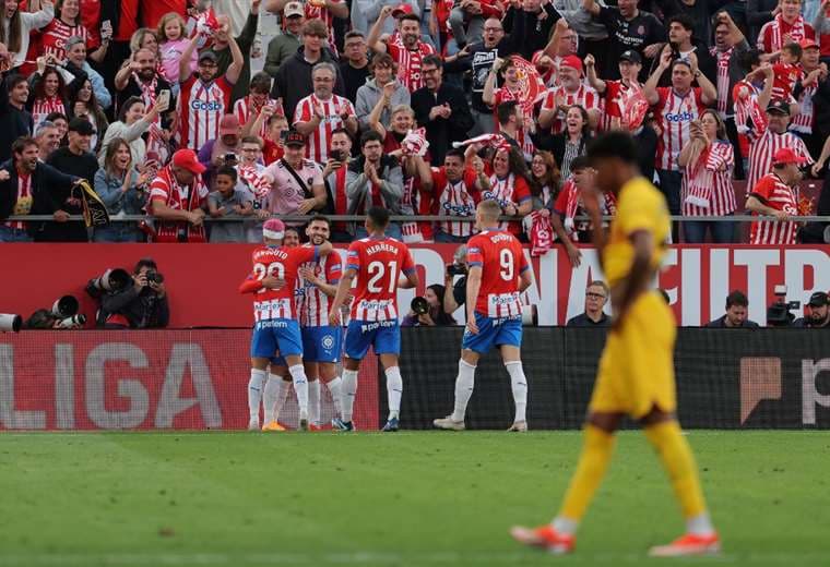 Imagen del partido entre Girona y Barcelona. AFP