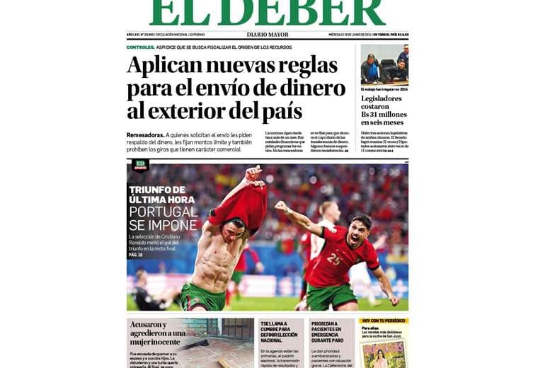 Portada EL DEBER 19 de junio de 2024