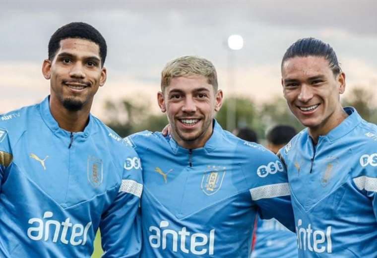 Ronald Araújo, Fede Valverde y Darwin Núñez con la Selección de Uruguay