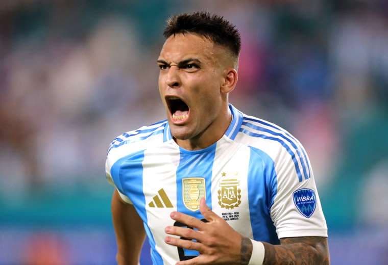 El grito de gol de Lautaro Martínez, que le dio la victoria a Argentina. Foto: AFP
