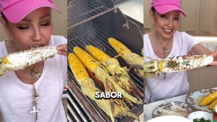 Thalía prepara unos elotes crudos y con cilantro, en redes sociales le llueven las críticas