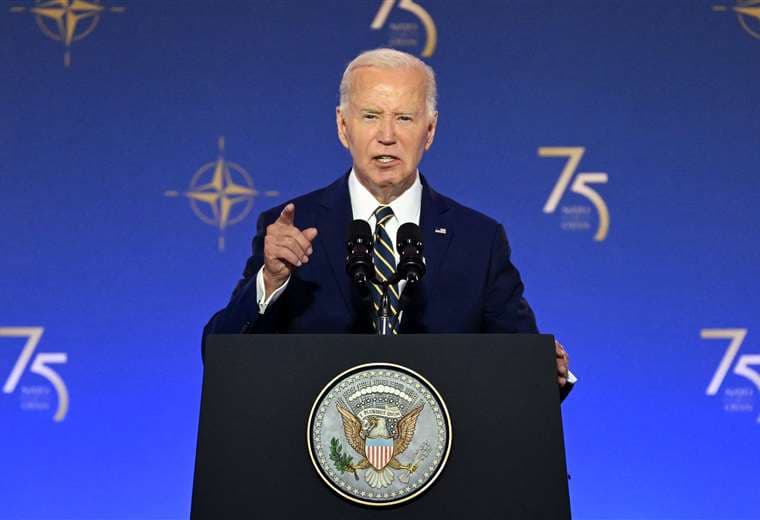 El presidente de Estados Unidos, Joe Biden,  en el aniversario de la OTAN / AFP