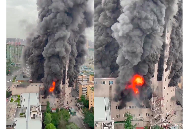 Incendio en un centro comercial en China, donde quedan personas "atrapadas"