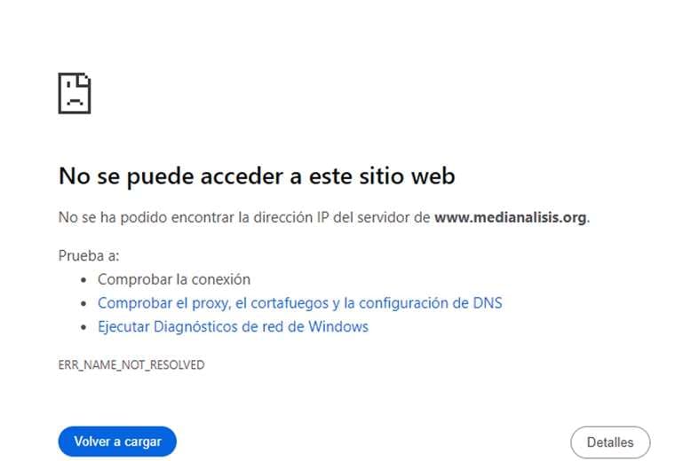 El portal Medianálisis fue bloqueado este lunes, 22 de julio