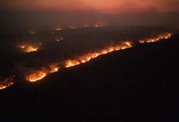 Imágenes con dron del incendio en San Antonio de Lomerío. Foto:  Bosques de Vida