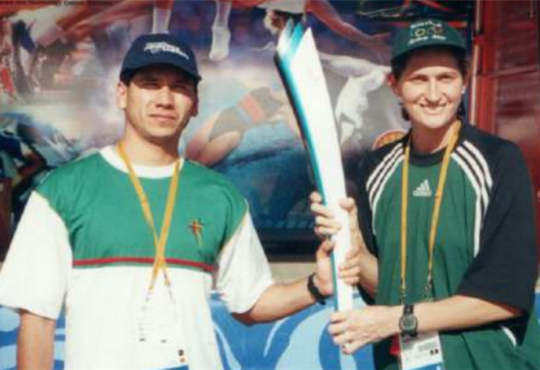 Con su esposo y entrenador José Quintanilla, en Sídney 2000. Foto: K. Moreno
