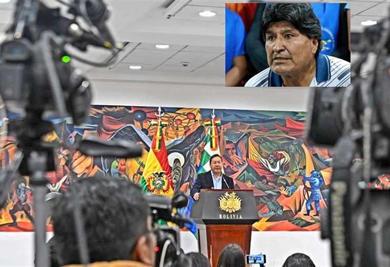 Luis Arce en una rueda de prensa en medio de la crisis con la facción evista. Foto: ABI