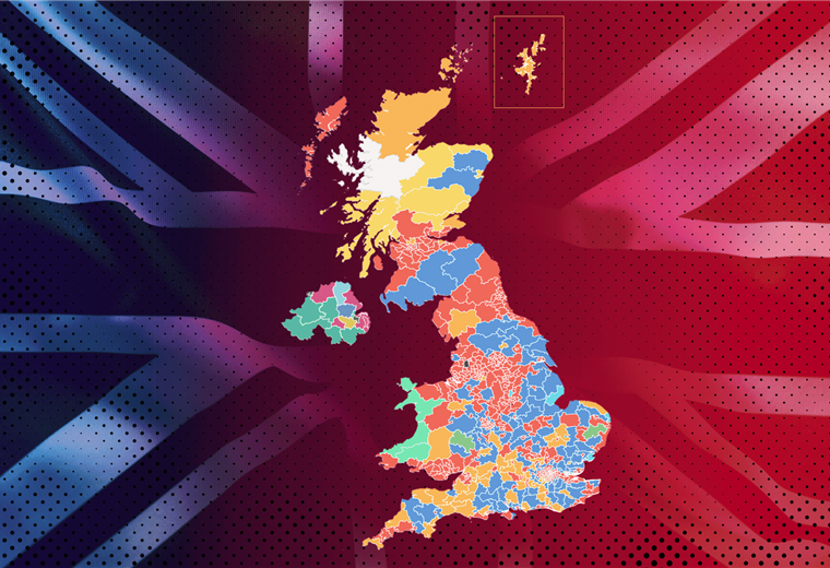 El mapa que muestra la arrolladora victoria de los laboristas en las elecciones de Reino Unido