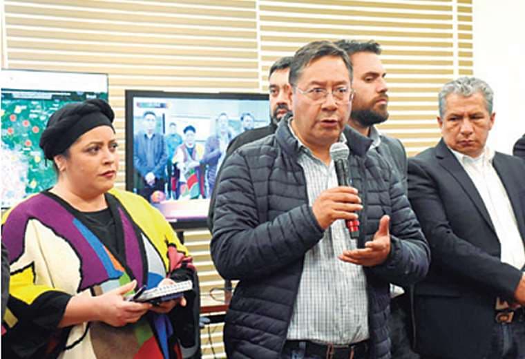 El presidente Luis Arce ayer en la Casa Grande del Pueblo 