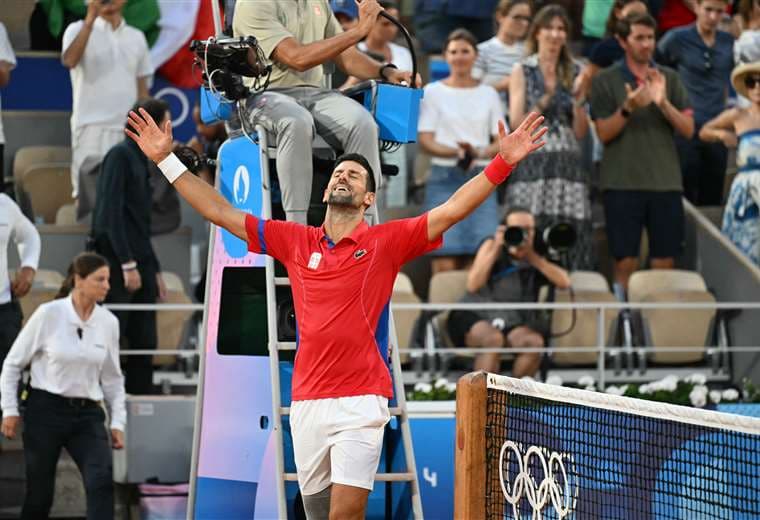 Djokovic festeja su pase a la final.